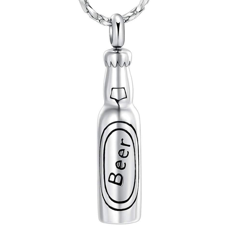 [Australia] - Imrsanl Cremation Jewelry for Ashes Bar Urn Necklace Pendant Memorial Ash Jewelry Beer Bottle Keepsake Jewelry for Ashes Silver-B 