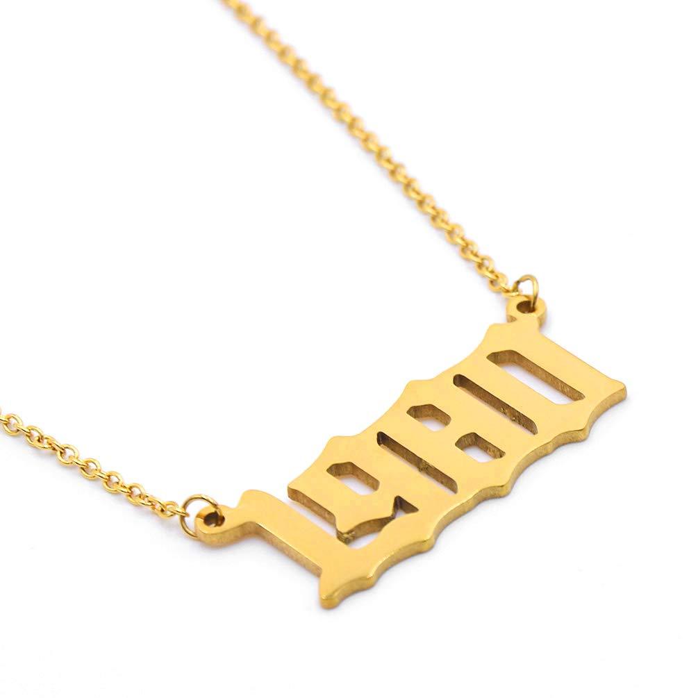 [Australia] - VLINRAS Birth Year Number Pendant Necklace for Women and Girls Birthday Gift Charm Friendship Jewelry 18k Gold Plated/Siver, 1980-2016 