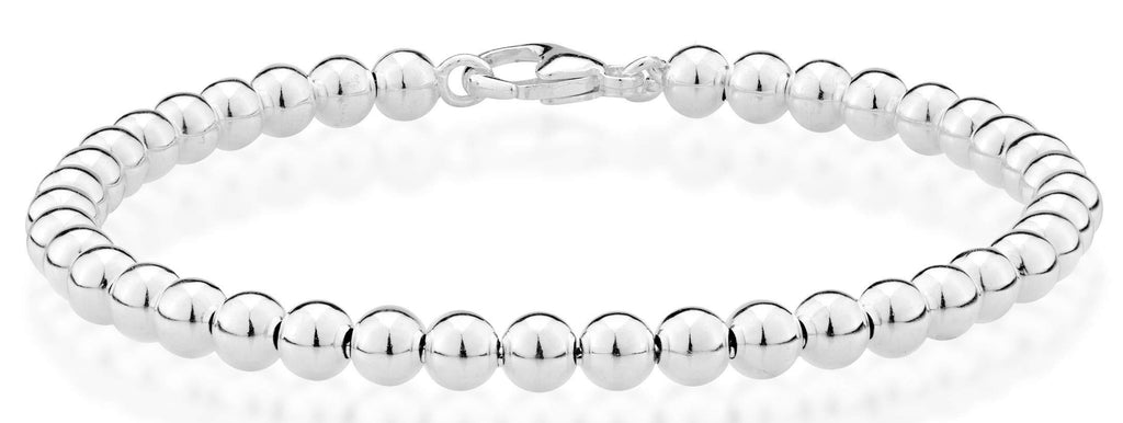 [Australia] - MiaBella 925 Sterling Silver Italian Handmade 4mm Bead Ball Strand Chain Bracelet for Women 6.5, 7, 7.5, 8 Inch Made in Italy 6.5 Inches (5.25"-5.5" wrist size) 