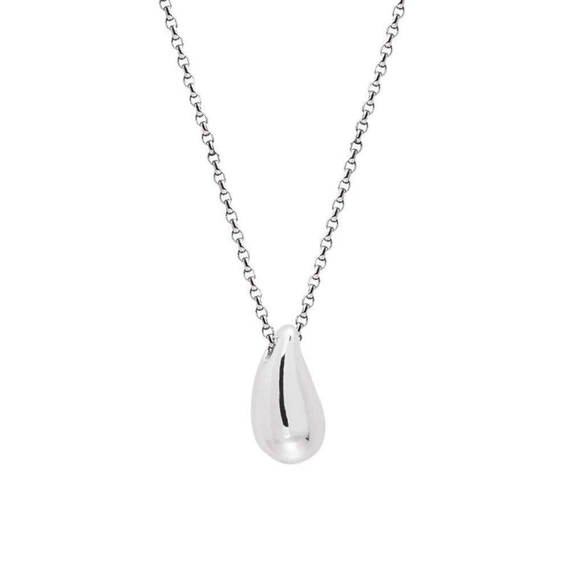 [Australia] - Dainty Teardrop Necklace for Women Girls Sterling Silver Minimalist Simple Tiny Oval Bead Beans Pear-Shaped Pendant Choker BFF Necklace Fashion Adjustable Chain 18" Jewelry Wedding Birthday Gift 