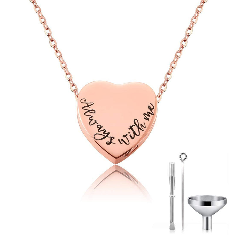 [Australia] - Cat Eye Jewels Stainless Steel A Piece of mMy Heart has Wings Heart Pendant Cremation Keepsake Ash Holder Memorial Urn Necklace for Ashes with Funnel Kit Rose Gold & Black Multi 