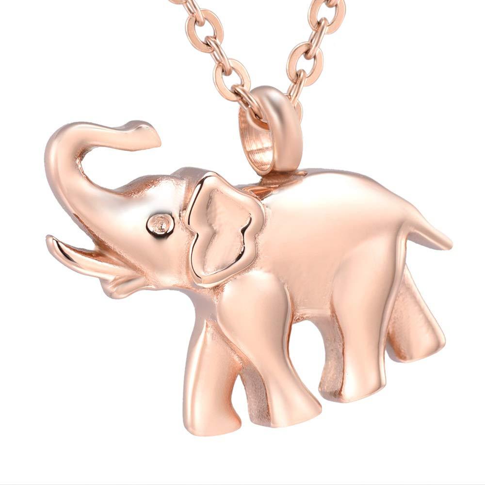 [Australia] - AIWENXI Cremation Jewelry for Ashes Elephant Shape Stainless Steel Keepsake Memorial Pendant Locket Urn Necklace for Pet/Human Rose Gold 