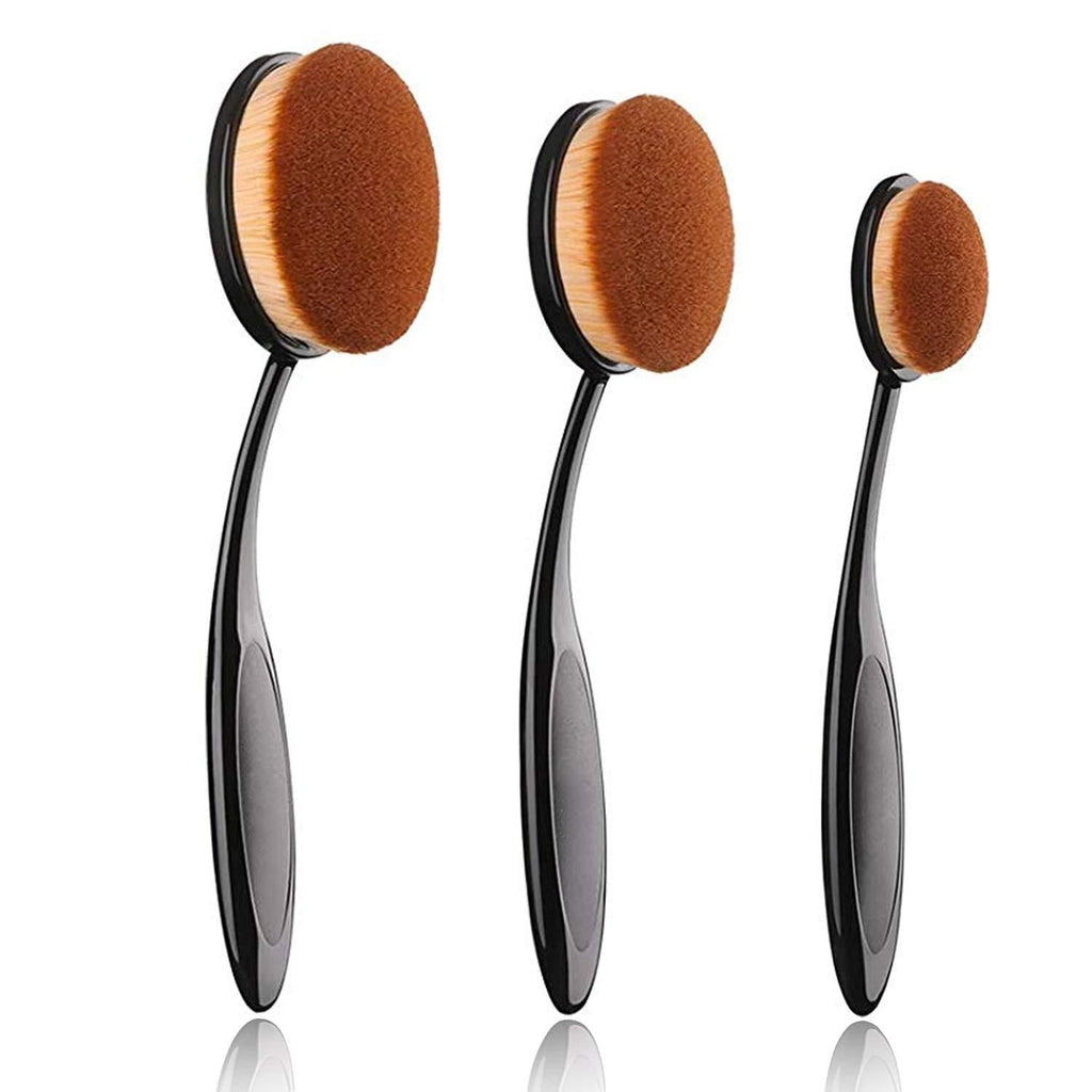 [Australia] - JOSALINAS Oval Makeup Brush Set Upgraded 3pcs Fast Flawless Application Toothbrush Foundation Concealer Blusher Liquid Cream Powder Cosmetic Blending Tools 3pcs Set 