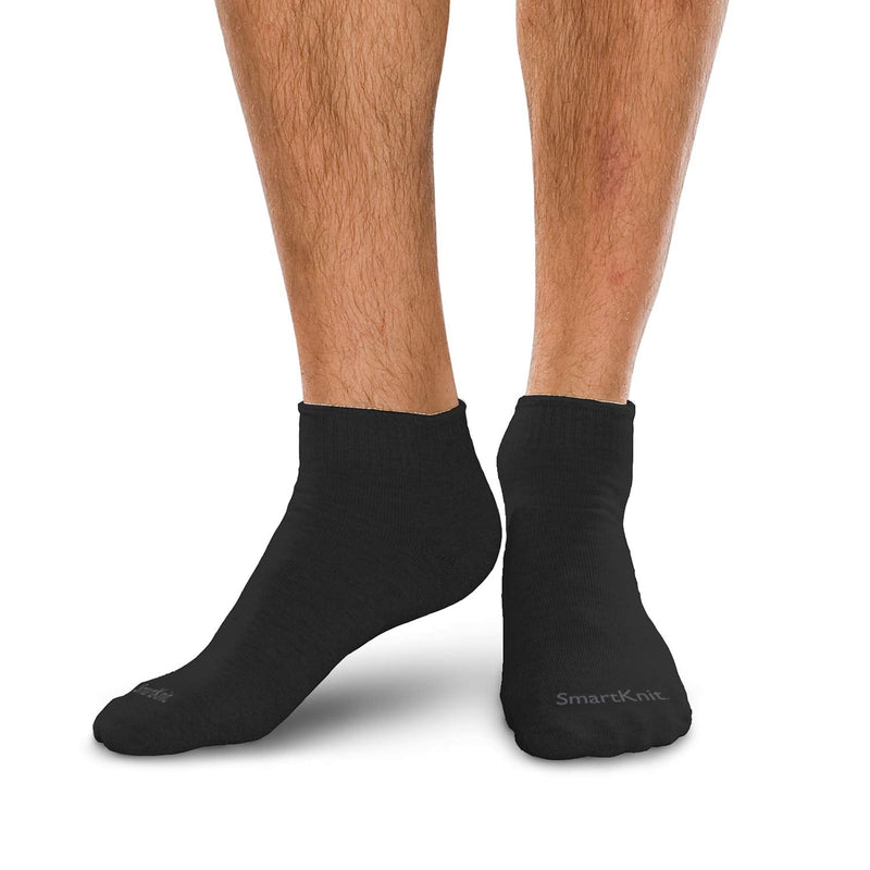 [Australia] - SmartKnit Seamless Diabetic Mini Crew Socks, 3 Pack (6 Count) Small Black 