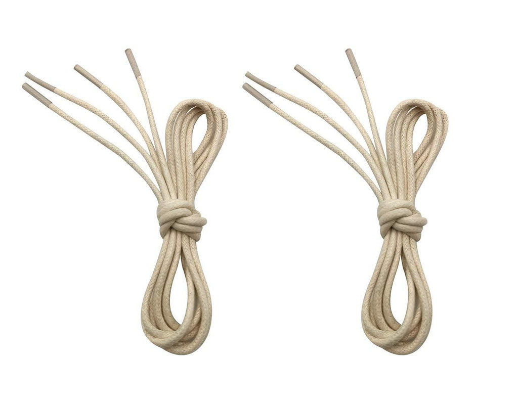 [Australia] - VSUDO Waxed Round Dress Shoelaces, 1/8" Thick Shoe Laces for Oxford or Dress Shoes (2 Pairs) 23.6" (60cm) Beige 