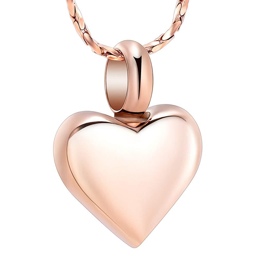 [Australia] - Imrsanl Small Heart Cremation Urn Necklace for Ashes Stainless Steel Memorial Ash Pendant Keepsake Jewelry Rose Gold 