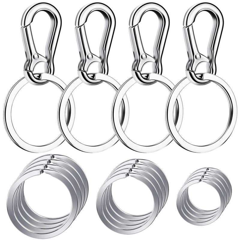 [Australia] - Keychain Clip with Key Ring, Cridoz 4pcs Key Chain Clip Hook with 16Pcs Key Rings for Car Keys, Dog Tag and Key Chain (Assorted Sizes) 