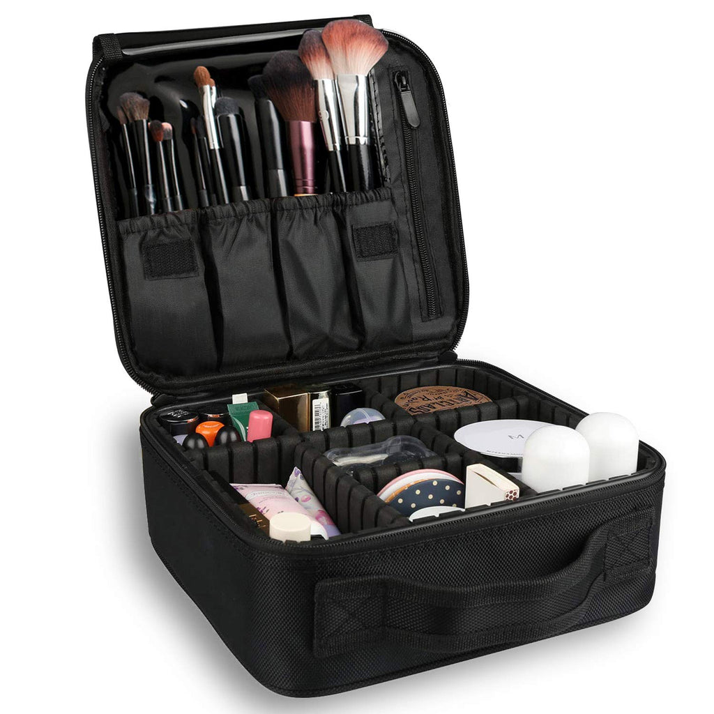 [Australia] - Bvser Travel Makeup Case, Cosmetic Train Case Organizer Portable Artist Storage Makeup Bag with Adjustable Dividers for Cosmetics Makeup Brushes Toiletry Jewelry Digital Accessories - Black 