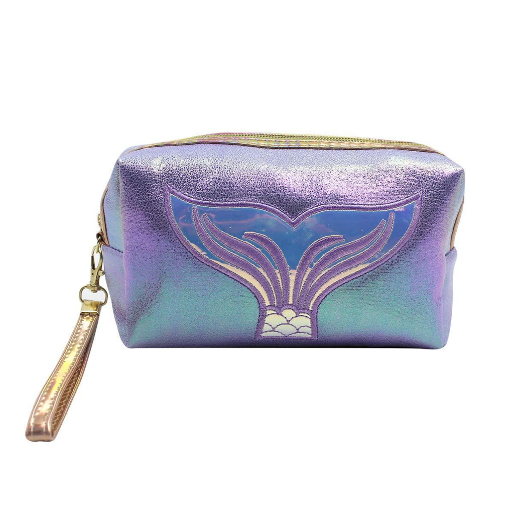 [Australia] - mosstyus Holographic Cosmetic Bag Travel Toiletry Organizer Mermaid Storage Purse Small Make up bags for Girls Blue 