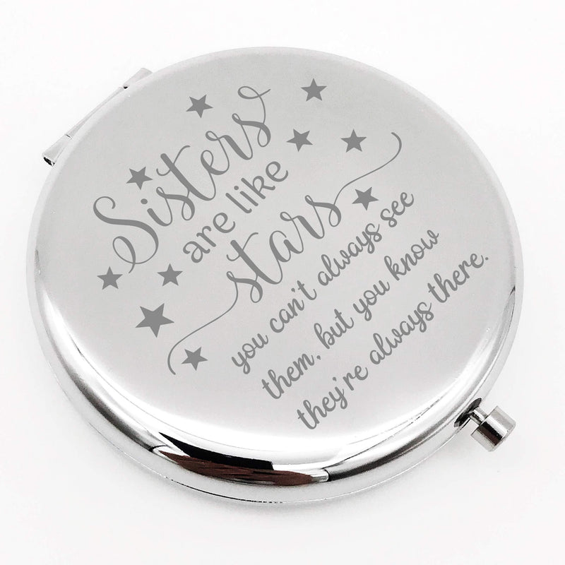 [Australia] - Warehouse No.9 Friendship Personalized Travel Pocket Compact Pocket Makeup Mirror Sister are Like Star Gift for Best Friend and Sister Graduation Christmas Birthday Gifts 