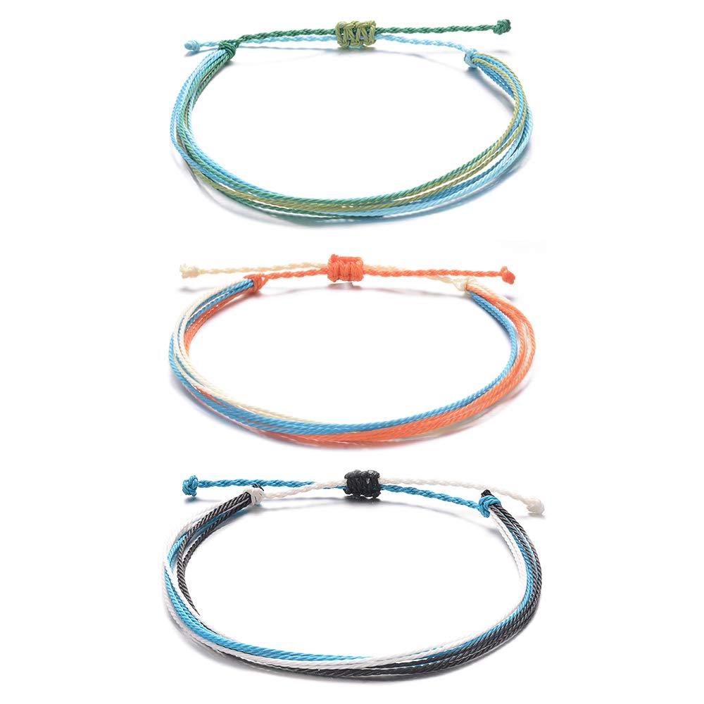 [Australia] - Tarsus Waterproof Adjustable Boho Ankle Bracelets Set Braided String Hawaii Anklets Jewelry Gifts for Women Teen Girls Anklet#B - 3 pcs 