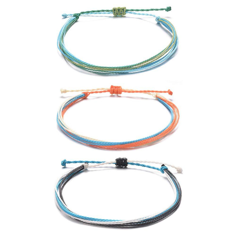 [Australia] - Tarsus Waterproof Adjustable Boho Ankle Bracelets Set Braided String Hawaii Anklets Jewelry Gifts for Women Teen Girls Anklet#B - 3 pcs 