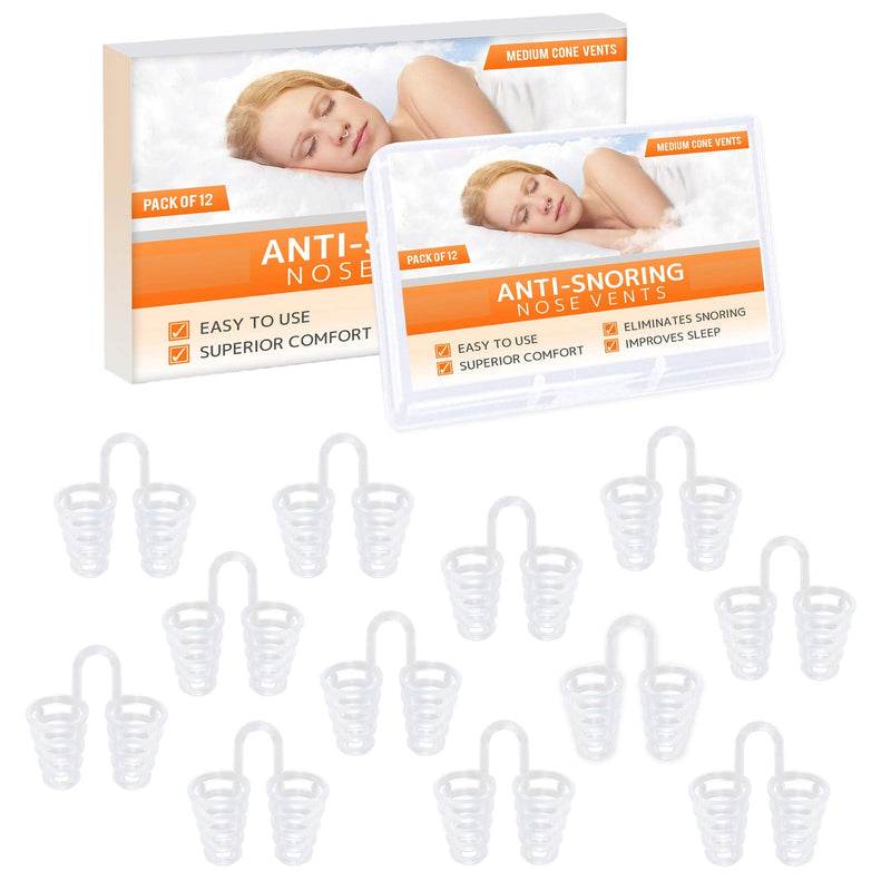 [Australia] - Nose Vent Sinus Relief Dilator (Pack of 12 Medium Size) Hard Silicone Vents - A Simple Solution for Nasal Snorers - Reusable Snoring Device to Enjoy a Peaceful Night's Sleep by Mobi Lock 12 Count (Pack of 1) 