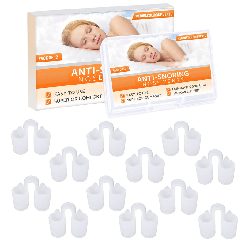 [Australia] - Nose Vent Sinus Relief Dilator (Pack of 12 Medium Size) Soft Silicone Vents - A Simple Solution for Nasal Snorers - Reusable Snoring Device to Enjoy a Peaceful Night's Sleep by Mobi Lock 
