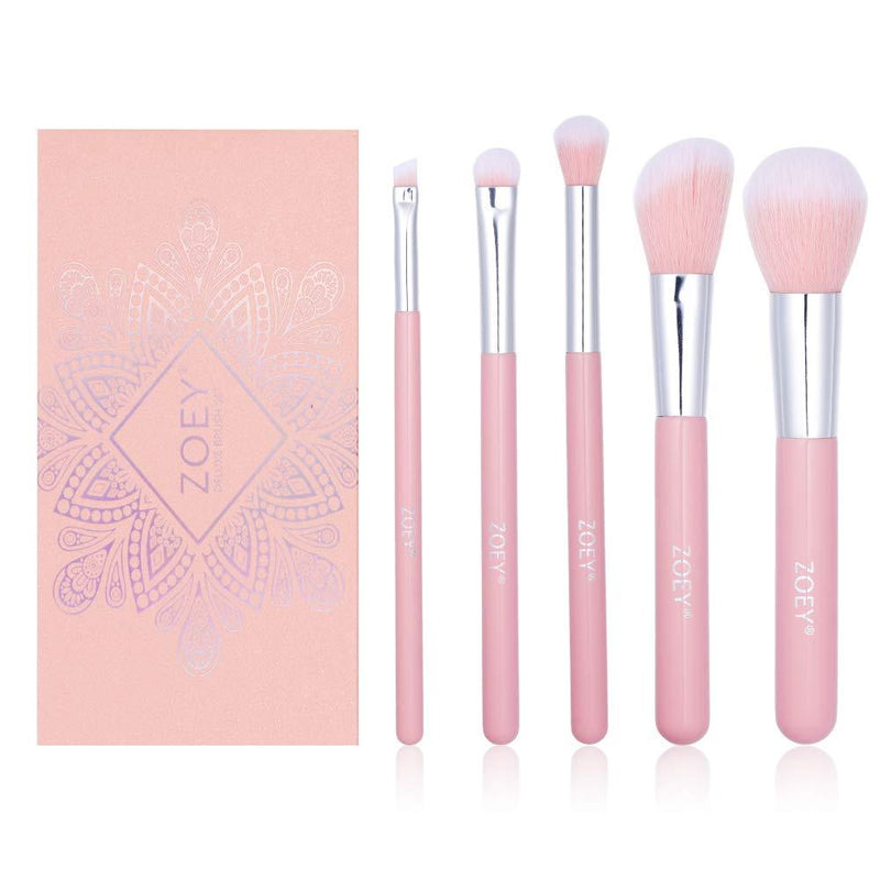 [Australia] - 5 PCs Premium Makeup Brushes Set Synthetic Foundation Eyeshadow Blending Concealer Brushes Essential Tools for Beginners Starter Best affordable makeup brushes(Pink Travel Makeup Bag Included) Pink Color-5PC 