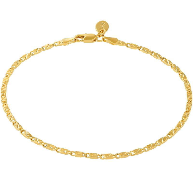 [Australia] - Lifetime Jewelry 2.5mm Diamond Cut Star Flat Link Ankle Bracelet for Women Men & Teen Girls 20X More Real 24k Gold Plating Than Other Anklets 9 10 11 inches yellow-gold-plated-bronze 9.0 Inches 