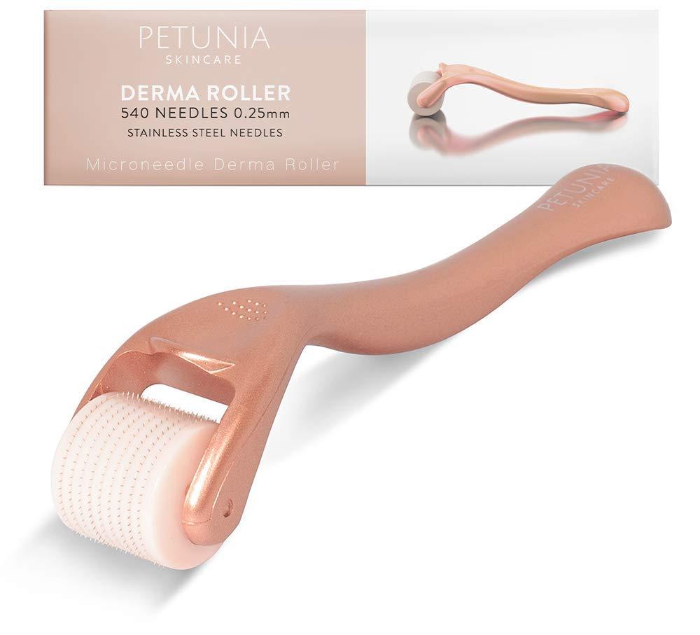 [Australia] - Rose Gold Derma Roller 0.25mm 540 Stainless Steel Needles Microdermabrasion Instrument For Face Includes Free Storage 