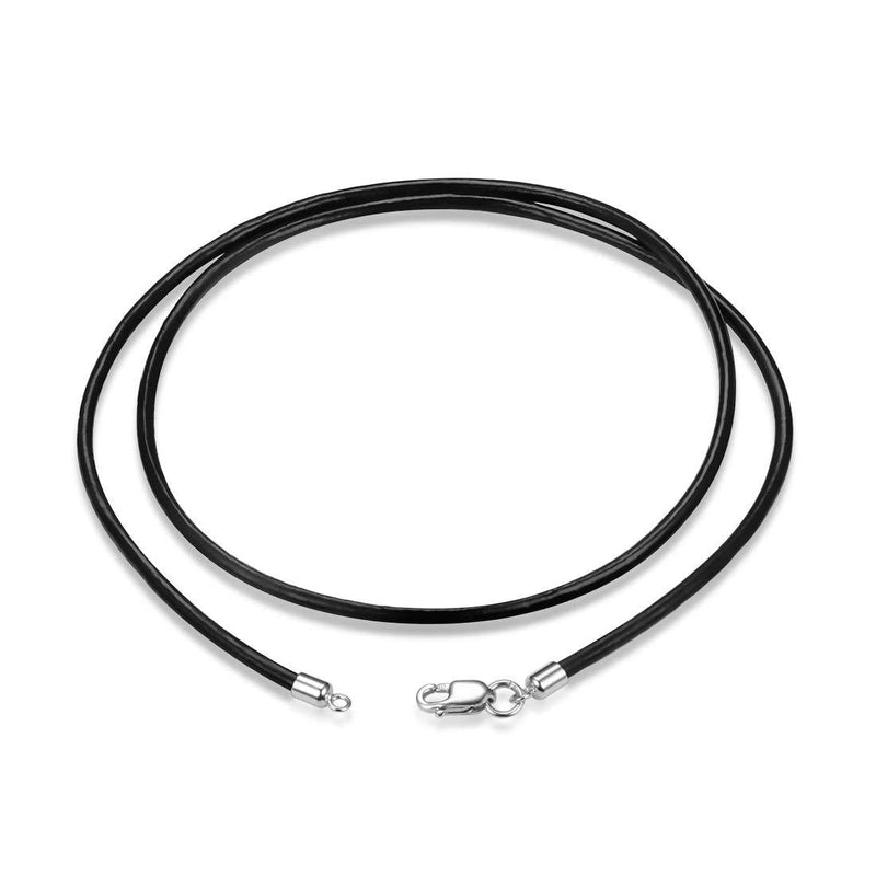 [Australia] - GOXO Genuine Black Leather Necklace, Sterling Silver Clasp, 16 to 24 Inch Cord Made in USA 18 inch 