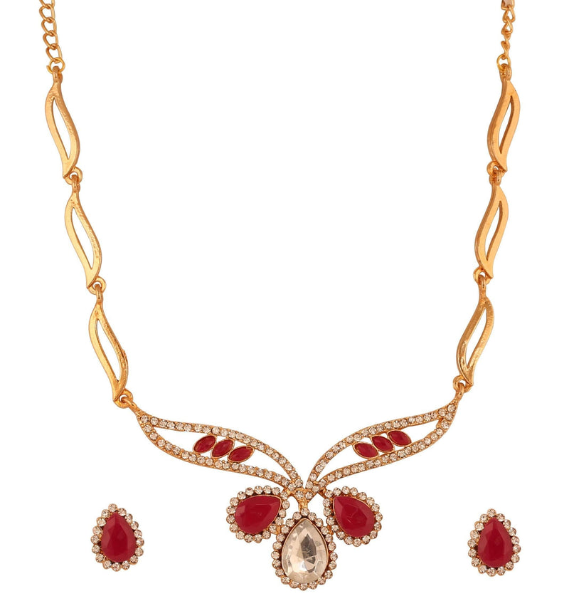 [Australia] - Touchstone Indian Bollywood Fine Craftsmanship Gaudy Rhinestones Jewelry Necklace Set in Antique Gold Tone for Women Antique Gold 2 