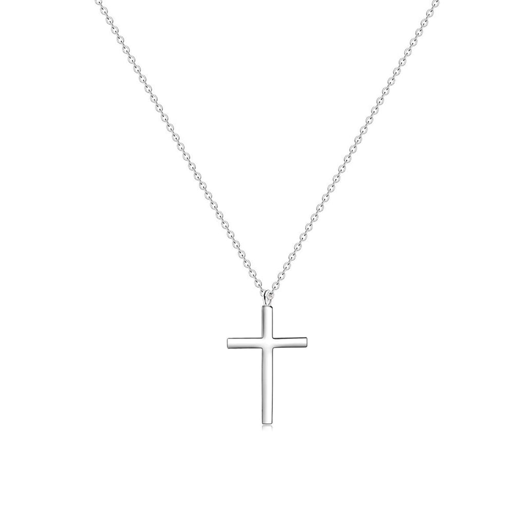 [Australia] - Glimmerst Cross Pendant Necklace, 18K Gold Plated Stainless Steel Cross Necklace Simple Small Tiny Cross Pendant Christian Necklace for Women Girls Silver 