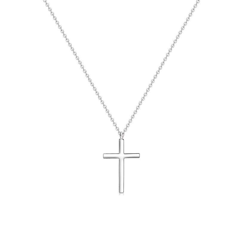 [Australia] - Glimmerst Cross Pendant Necklace, 18K Gold Plated Stainless Steel Cross Necklace Simple Small Tiny Cross Pendant Christian Necklace for Women Girls Silver 