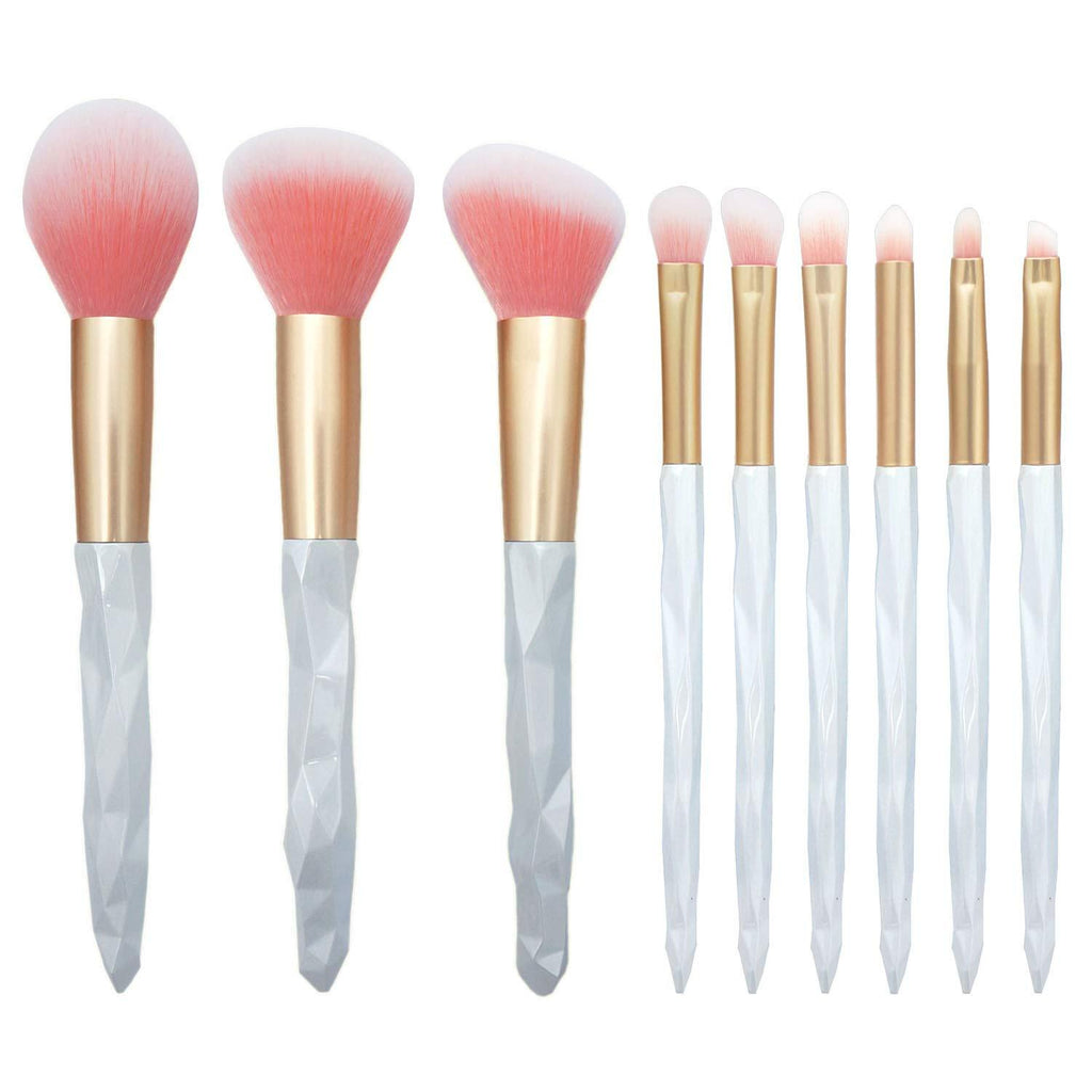 [Australia] - LOVCHU Special Polygon White Handle Design Makeup Brush Set 9 PCs Cosmetics Brushes with Soft Synthetic Hairs for Face Powder,Contour, Blush, Eyeshadow, Eyebrow, Concealer(with Gift Box) 