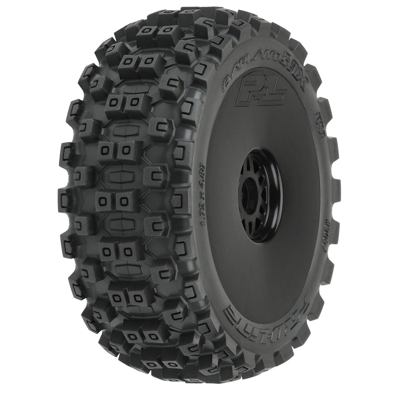 [Australia] - Pro-line Racing Badlands MX M2 Mounted Black Wheels, F/R (2): 1/8 Buggy, PRO906741 