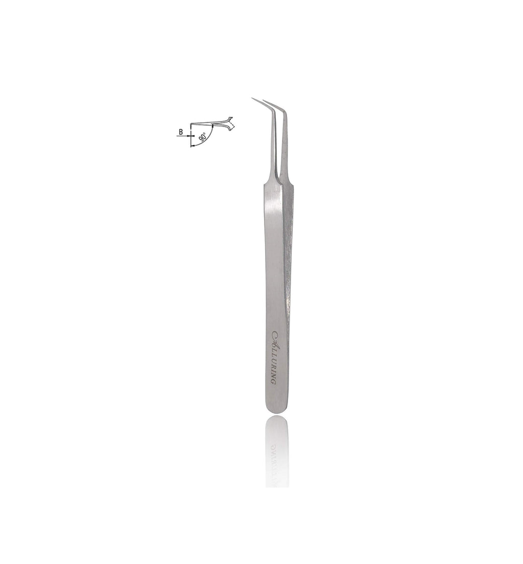 [Australia] - Alluring Silver Tweezers for Eyelash Extension for Volume Lashes 3D, 5D & 6D lashes 90 Deg 