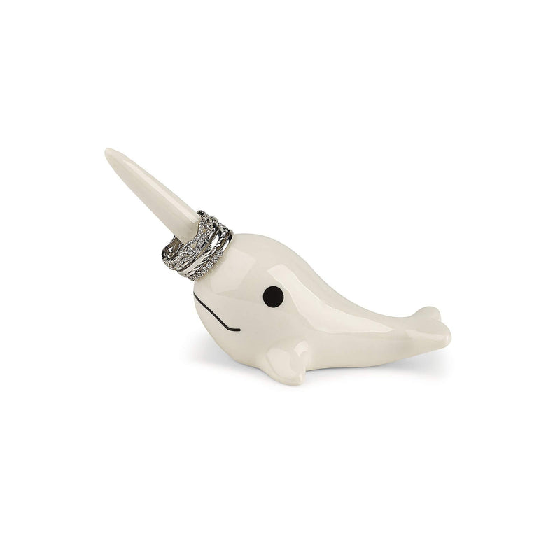 [Australia] - NALZ Adorable Ceramic Narwhal Ring Holder for Jewelry, Engagement Rings and Wedding Band Display 