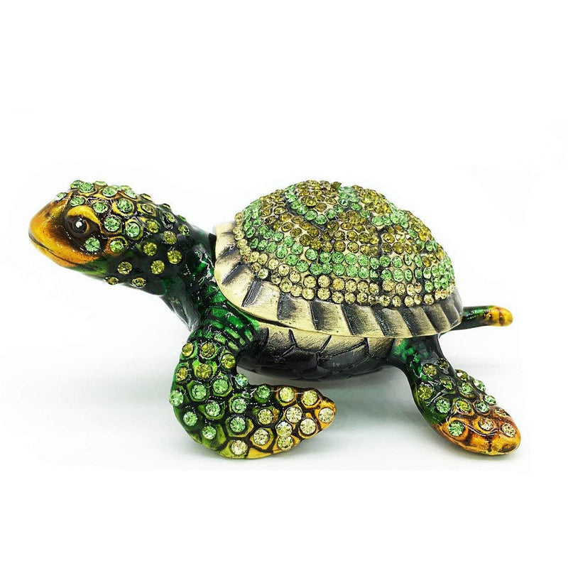[Australia] - YU FENG Turtle Trinket Box Turtle Figurine Jewelry Boxes Hinged Trinket Boxes Green 