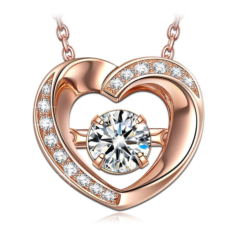 [Australia] - DANCING HEART Gifts for Her ✦Beautiful Love✦ Christmas Jewelry Gifts for Women Rose Gold Heart Pendent Necklace for Women Chain Length 180"+20" Extender with Gift Box for Her 
