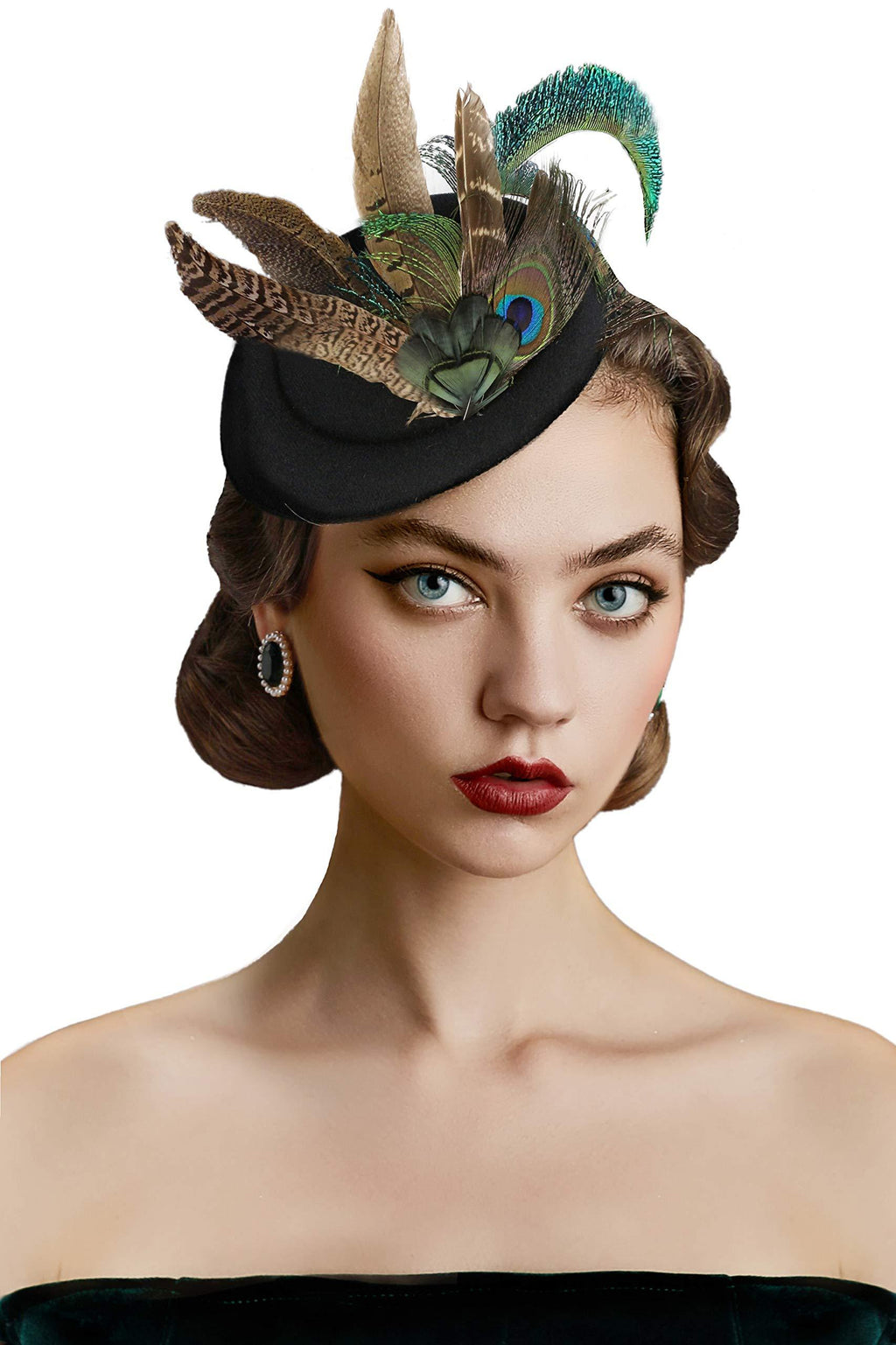 [Australia] - BABEYOND Fascinators Hat Derby Pillbox Hat Cocktail Tea Party Feather Headband Black 