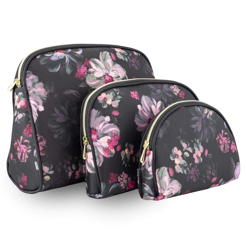 [Australia] - Once Upon A Rose 3 Pc Cosmetic Bag Set, Purse Size Makeup Bag for Women, Toiletry Travel Bag, Makeup Organizer, Cosmetic Bag for Girls Zippered Pouch Set, Large, Medium, Small (Pink Floral Design) 