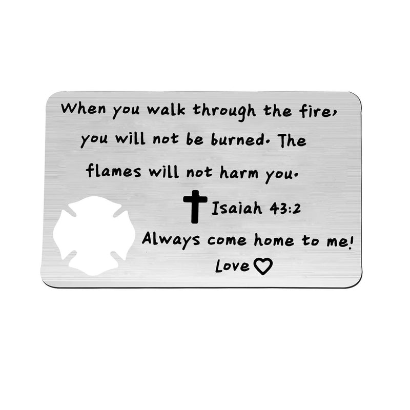 [Australia] - MYOSPARK Firefighter Prayer Keychain When You Walk Through The Flames Isaiah 43:2 Bible Verse Religious Gift Fireman Graduation Gift Firefighter Wallet Card 