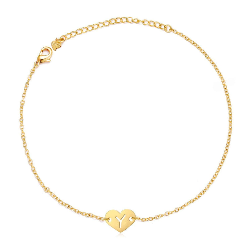 [Australia] - Long tiantian Initial Alphabet A to Z Charm Heart Anklet for Women Gold Tiny Love Letter Bracelet BFF Gifts Jewelry for Girls Y-bracelet/anklet 