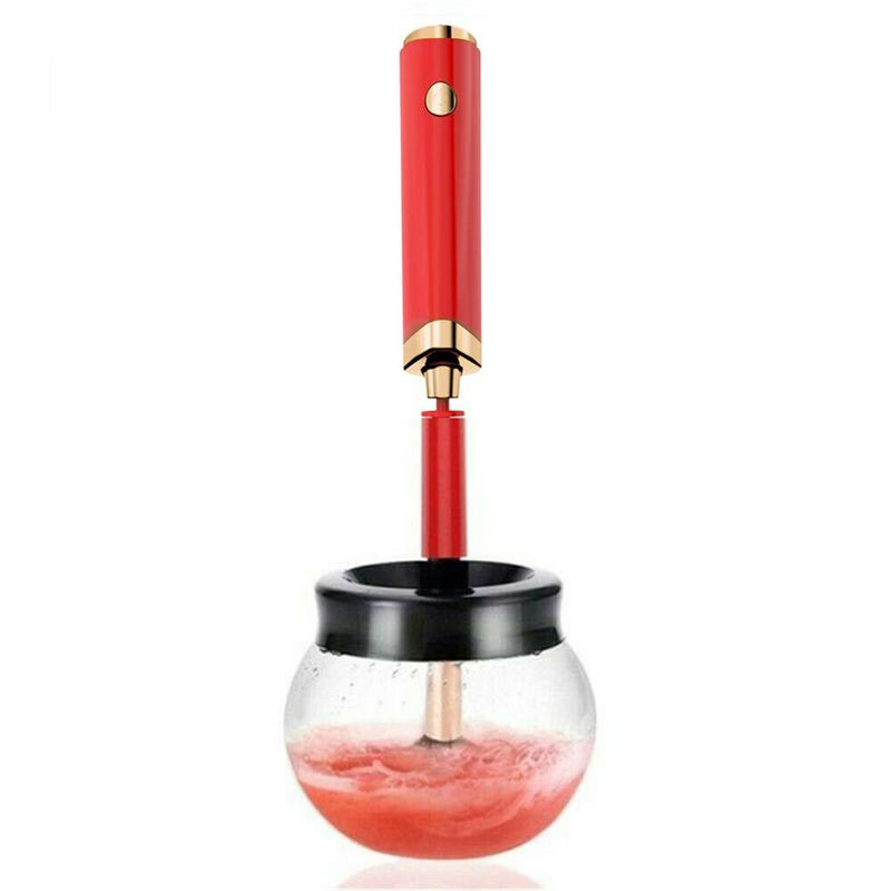 [Australia] - Makeup Brush Cleaner & Dryer, Automatic Brush Cleaner Spinner, Completely Clean in Seconds and Dry in 360 Rotation with 8 Rubber Holders, Suit for All size Makeup Brushes (Red) red 