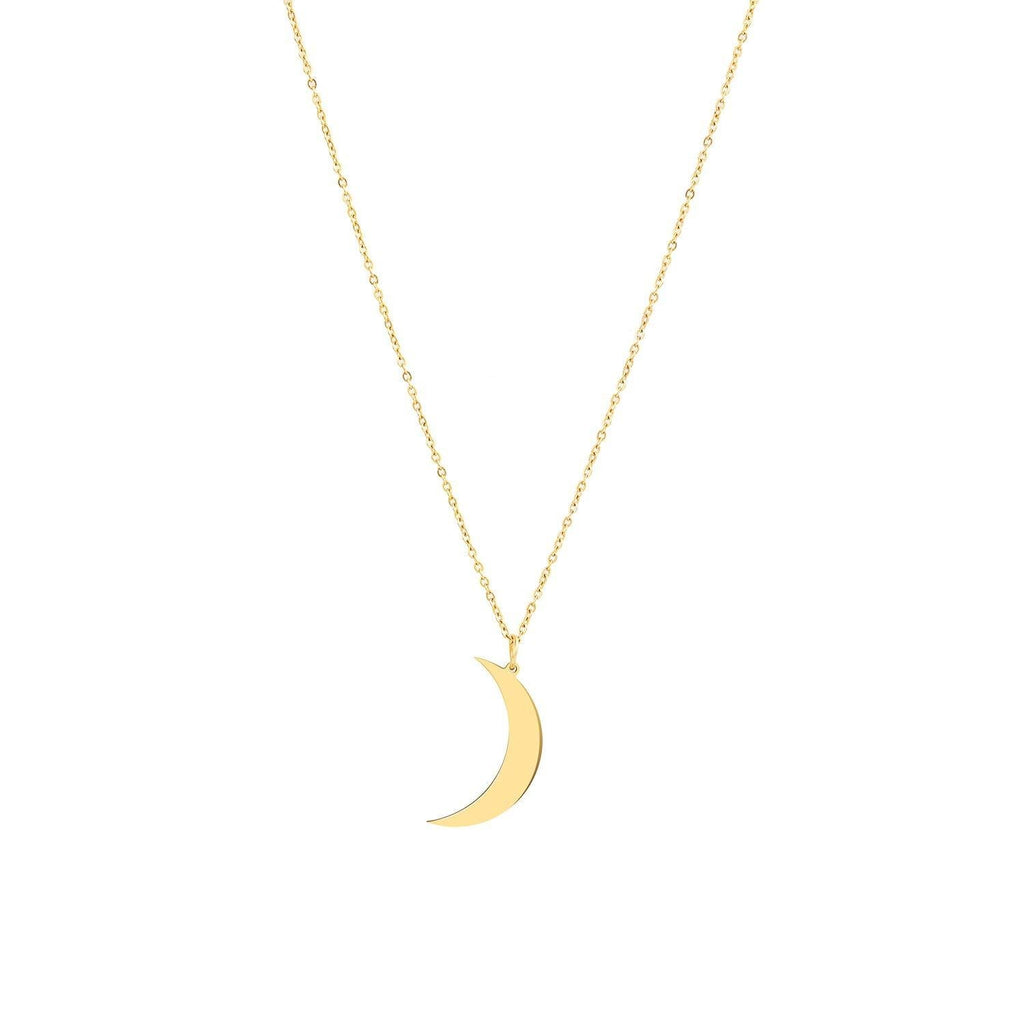 [Australia] - Glimmerst Crescent Moon Necklace, 18K Gold Plated Stainless Steel Crescent Moon Pendant Necklace Delicate Dainty Crescent Necklace for Women Girls 