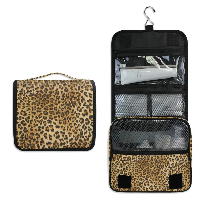 [Australia] - Bardic Hanging Travel Toiletry Bag Vintage Leopard Print Large Capacity Makeup Cosmetic Bag Portable Toiletry Kit Organizer 