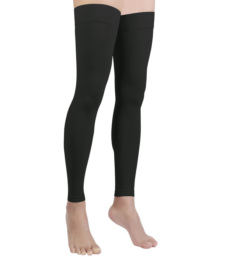 [Australia] - Thigh High Compression Stocking Footless - Pair, Thigh-Hi Leg Compression Sleeves Unisex, 20-30mmHg Gradient Compression with Silicone Band, Opaque, Best for Varicose Veins, Edema, Swelling, Black XL X-Large (1 Pair) 