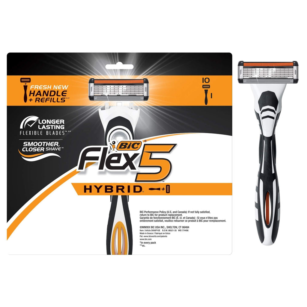 [Australia] - BIC Flex 5 Titanium Men's Disposable Razor, Five Blade, Pack of 10 Razors, Flexible Blades for an Ultra-Close Shave 1 Handle & 10 Cartridges 