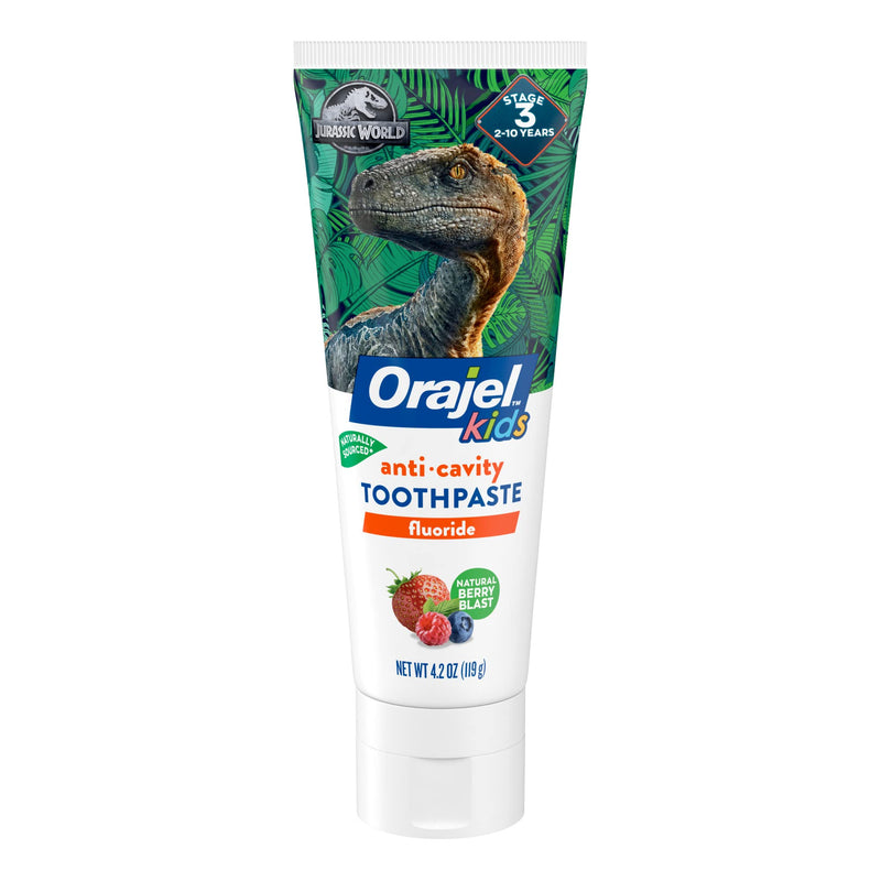 [Australia] - Orajel Jurassic World Anticavity Fluoride Toothpaste- Berry Blast Flavor- Kids Toothpaste 4.2oz Tube 