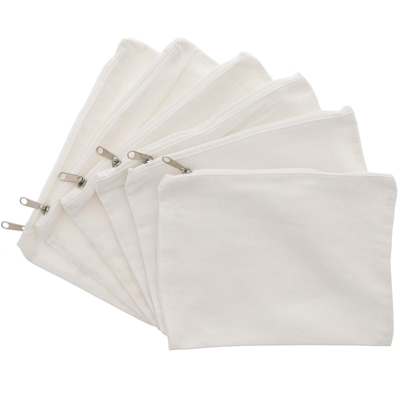 [Australia] - DIY Blank Cotton Canvas Makeup Bag with Zipper (8 x 6 in, 6 Pack) 