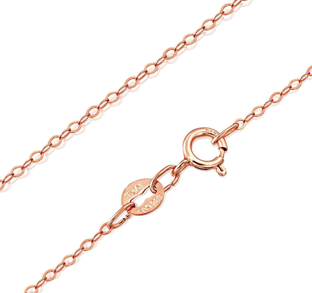 [Australia] - Sea of Ice Sterling Silver 1mm Super Thin Delicate Flat Cable Chain Necklace, 14-36 inch rose-gold-flashed-silver 18.0 Inches 