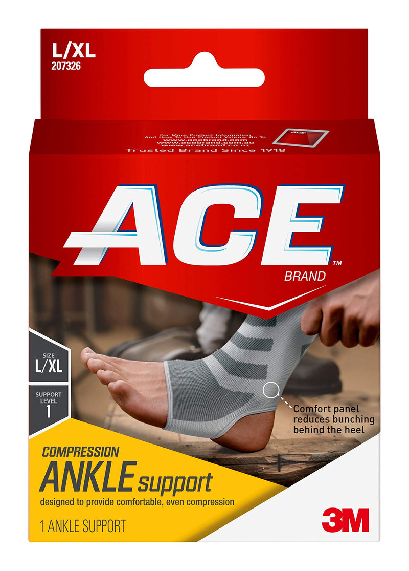 [Australia] - Ace Compression Ankle Support, Gray, Large/Extra Large Large/X-Large (Pack of 1) 