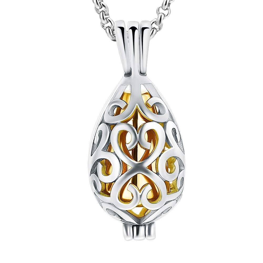 [Australia] - Hearbeingt Memorial Cremation Jewelry Urn Necklace for Ashes for Women/Men/Pets, Large Space Keepsake Pendant Made of 316L Stainless Steel Gold 