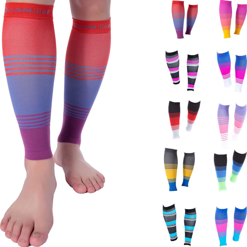 [Australia] - Doc Miller Calf Compression Sleeve Men and Women 20-30 mmHg, Shin Splint Compression Sleeve, Medical Grade Socks for Varicose Veins and Maternity 1 Pair Medium Red Blue Purple Calf Sleeve Red.Blue.Purple 