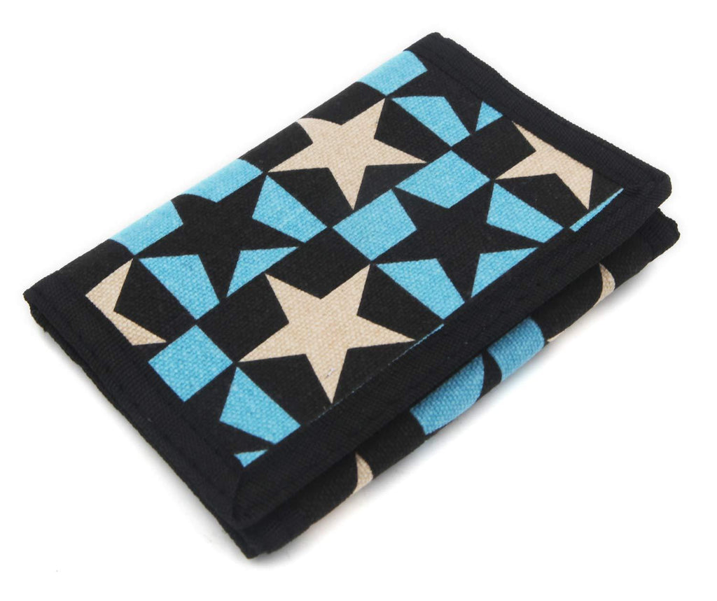 [Australia] - RFID Trifold Canvas Outdoor Sports Wallet for Kids - Front Pocket Wallet with Magic Sticker Big Five-pointed star 