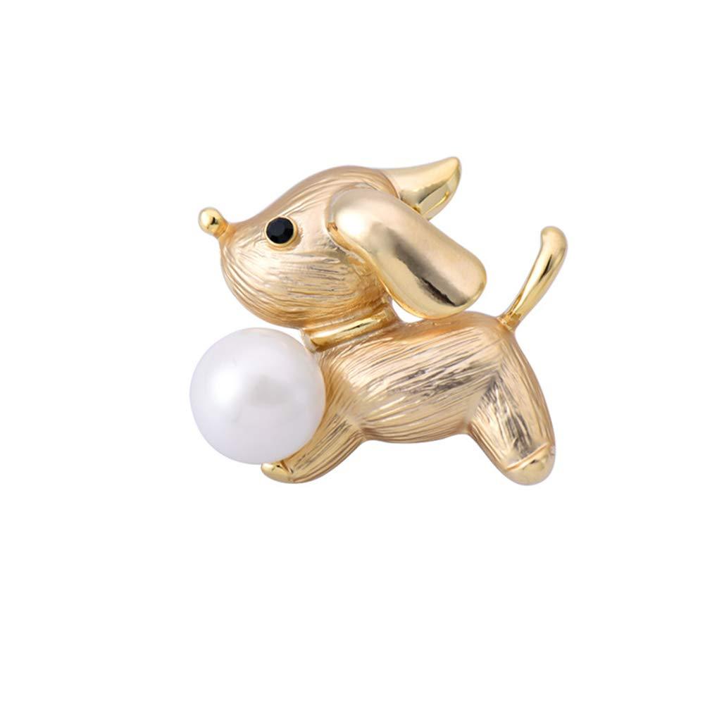 [Australia] - Fajewellery Animal Dog Puppy Brooch White Cultured Pearl Brooch Pin 