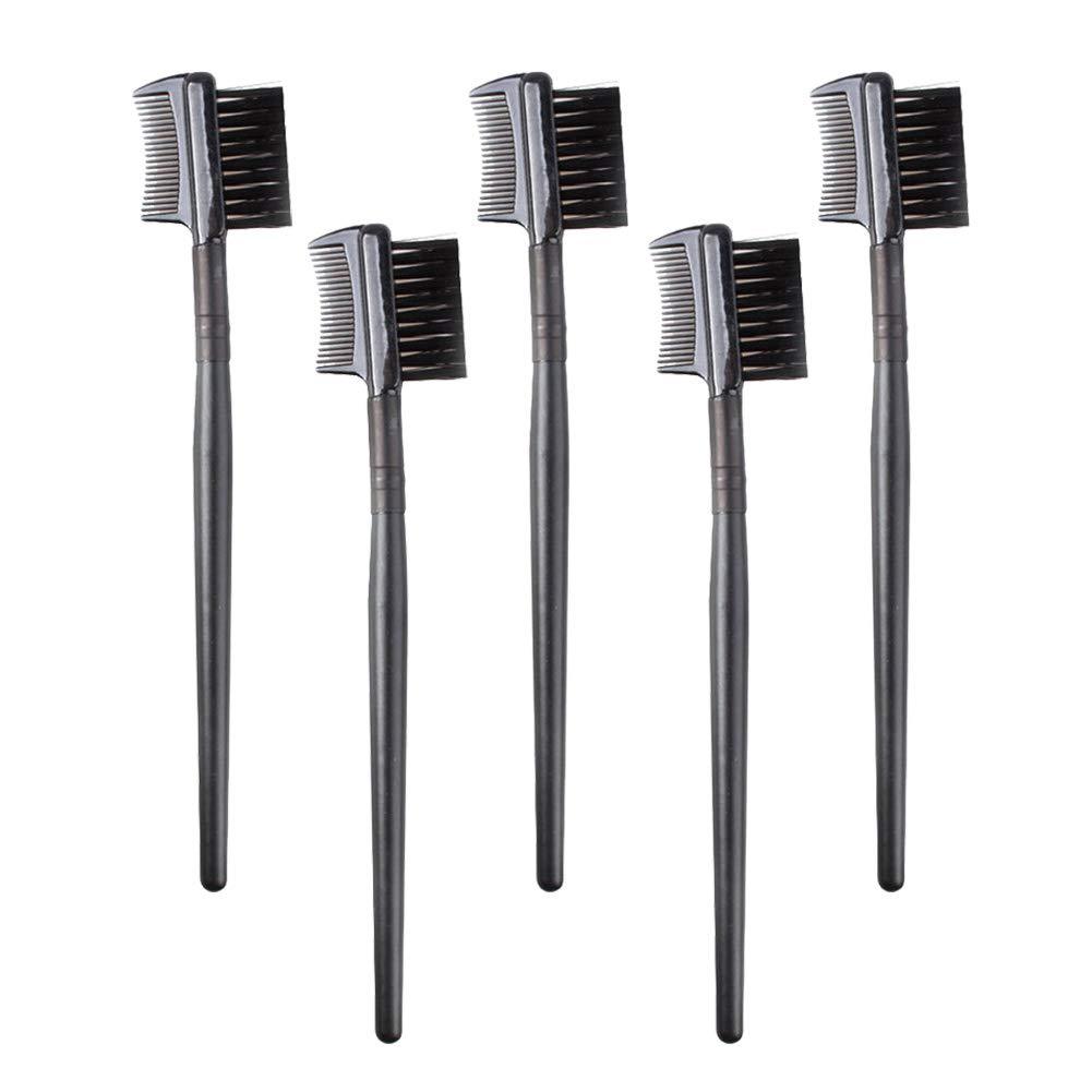 [Australia] - AKOAK 5 Pcs Dual-purpose Double-head Eyelash Comb and Eyebrow Brush Comb, Eyebrow Modification and Eyelash Extension Beauty Makeup Tool, Black 