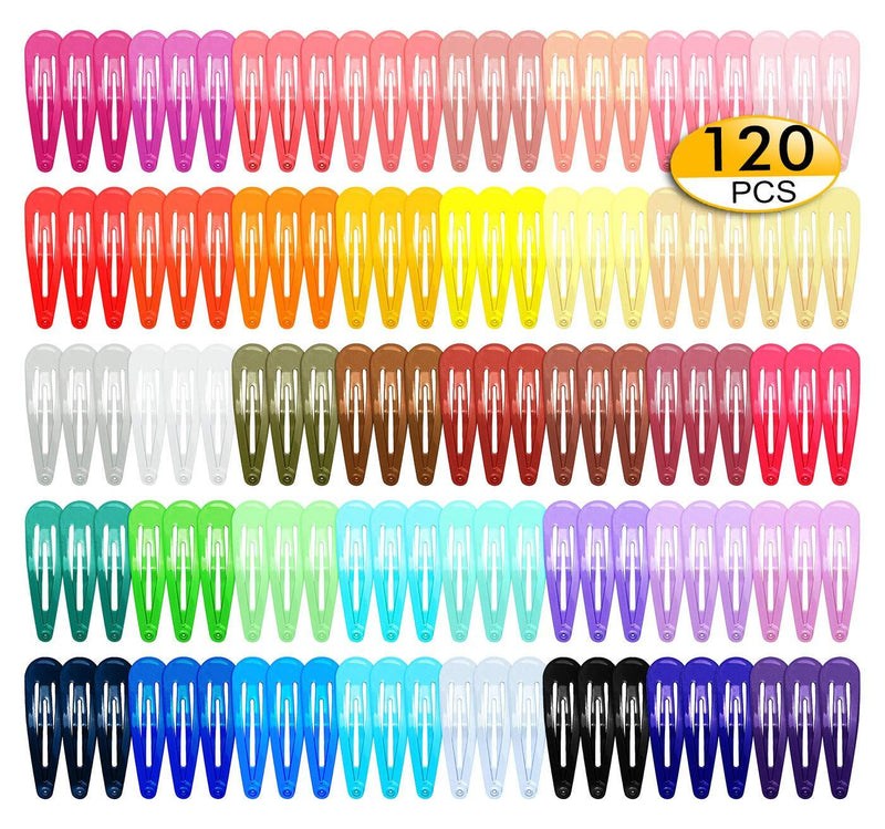 [Australia] - 120Pcs Snap Hair Clips, 2 Inch Metal Barrettes in 40 Assorted Color, No Slip Cute Solid Candy Color Hair Accessories for Girls, Women, Kids Teens or Toddlers 